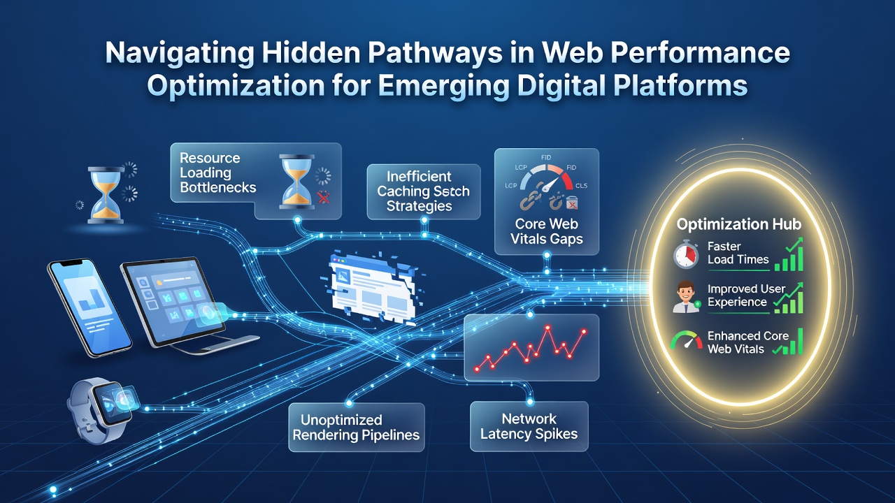 Diagram showing layered optimization flows and adaptive pathways in web performance for digital platforms